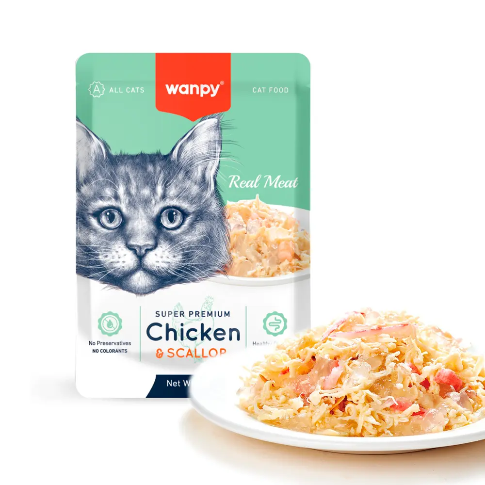 Wanpy Katte vådfoder Kylling og Kammusling 85 g pose